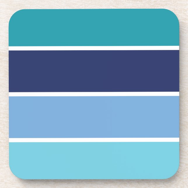 Blue Striped Beverage Coaster (Front)