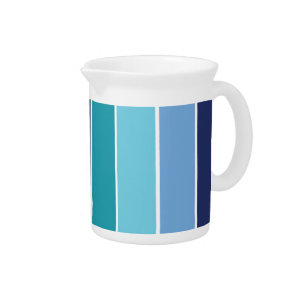Blue Striped Beverage Pitcher