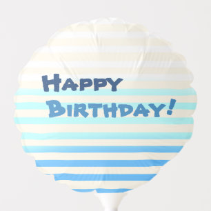 Blue Striped Birthday Balloon
