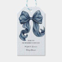 Blue Striped Bow Baby Shower Thank You