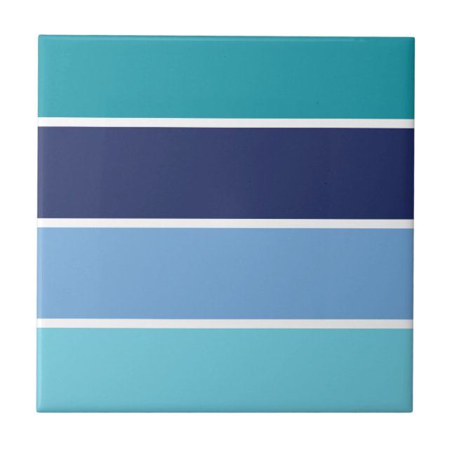 Blue Striped Ceramic Tile (Front)