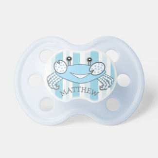 Blue Striped Crab Nautical Baby Boy Pacifier