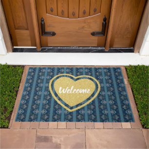 Blue Striped Door Mat
