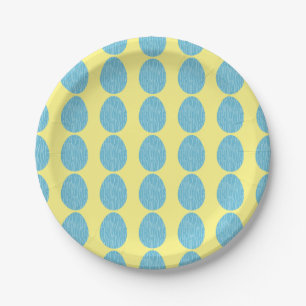 Blue Striped Easter Eggs Paper Plates