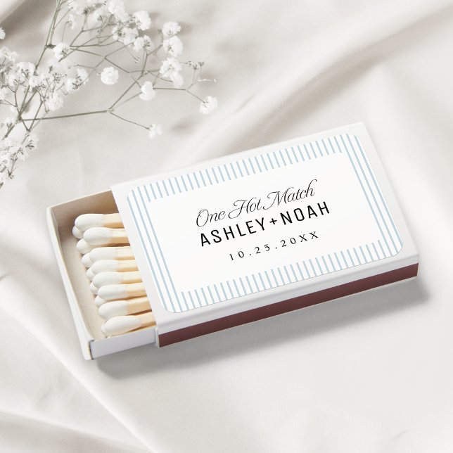 Blue Striped Elegance one hot match wedding favors (Blue Striped Elegance one hot match wedding favors)