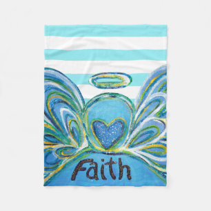 Blue Striped Faith Guardian Angel Chemo Blanket