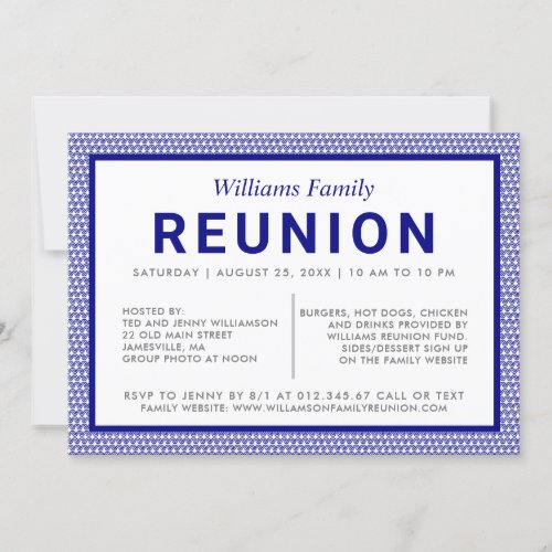 Blue Striped Family Reunion Invitation