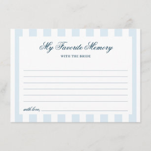 Blue Striped Favorite Memory Bridal Shower Enclosure Card
