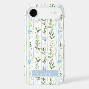 Blue Striped Floral Personalized iPhone 17 Air Case