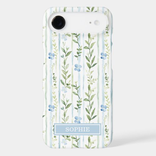 Blue Striped Floral Personalized iPhone 17 Air Case