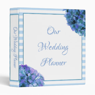 Blue Striped Floral Wedding Planner 3 Ring Binder