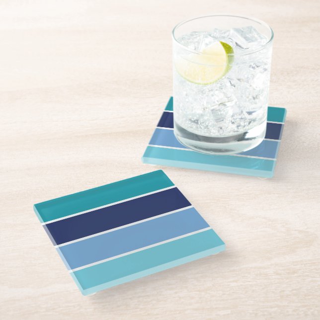 Blue Striped Glass Coaster (Angled)