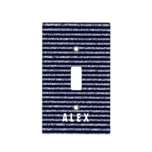 Blue Striped Grunge Abstract Light Switch Cover