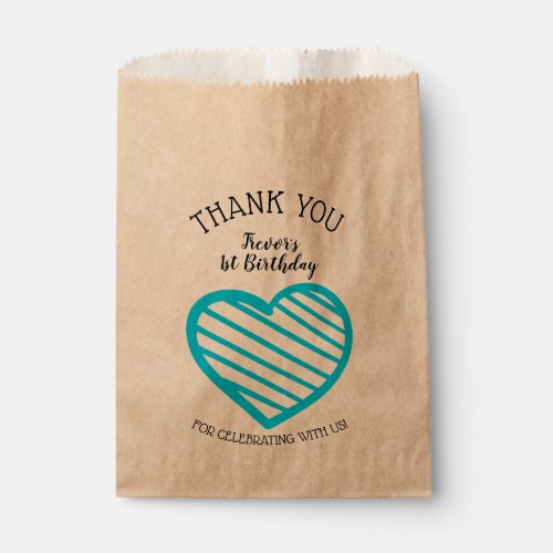 Blue Striped Heart Thank You Favor Bag