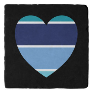 Blue Striped Heart  Trivet
