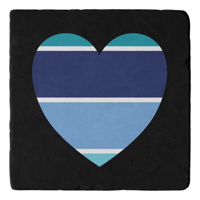 Blue Striped Heart  Trivet (Front)