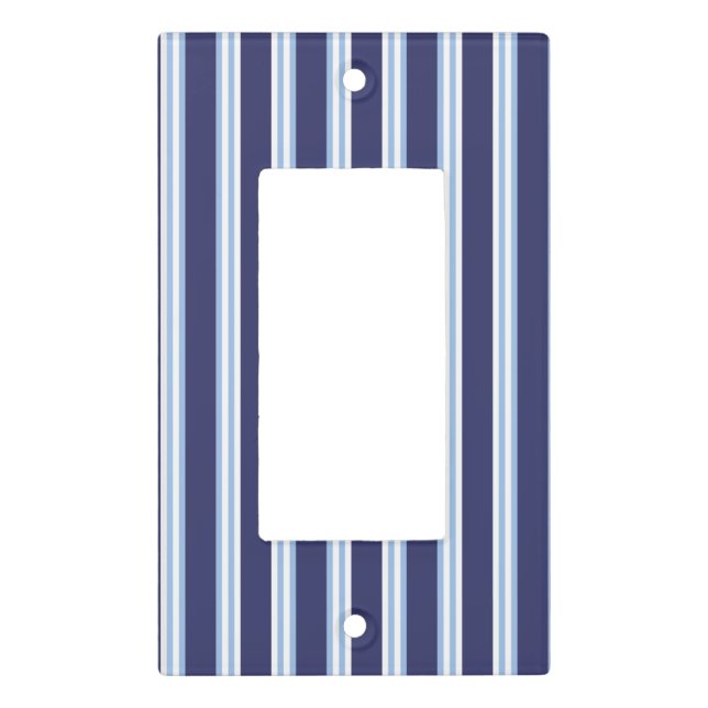 Blue striped light switch cover (Front)