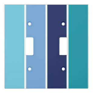 Blue Striped Light Switch Cover