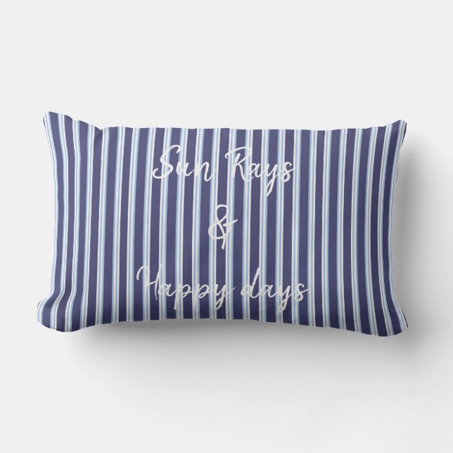 blue striped lumbar pillow (Front)