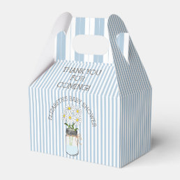 Blue Striped Mason Jar with Flowers Baby Shower Favor Boxes