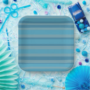 Blue striped monochromatic paper plates
