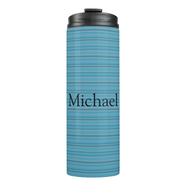 Blue striped monochromatic thermal tumbler (Front)
