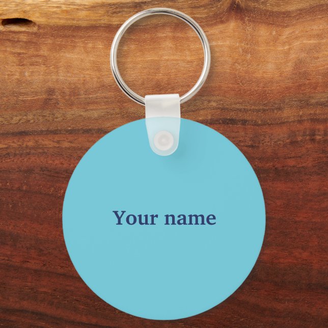 Blue striped name template keychain (Back)