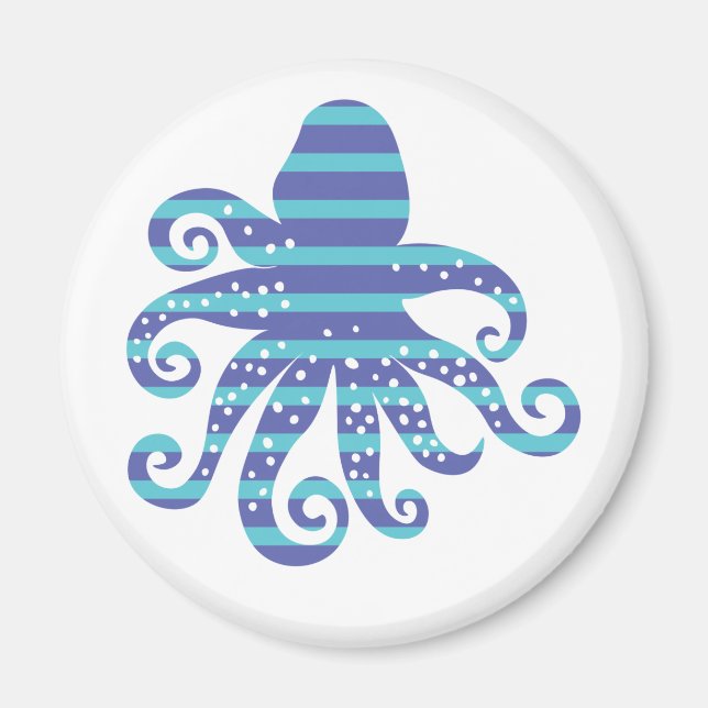 Blue Striped Octopus Magnet (Front)