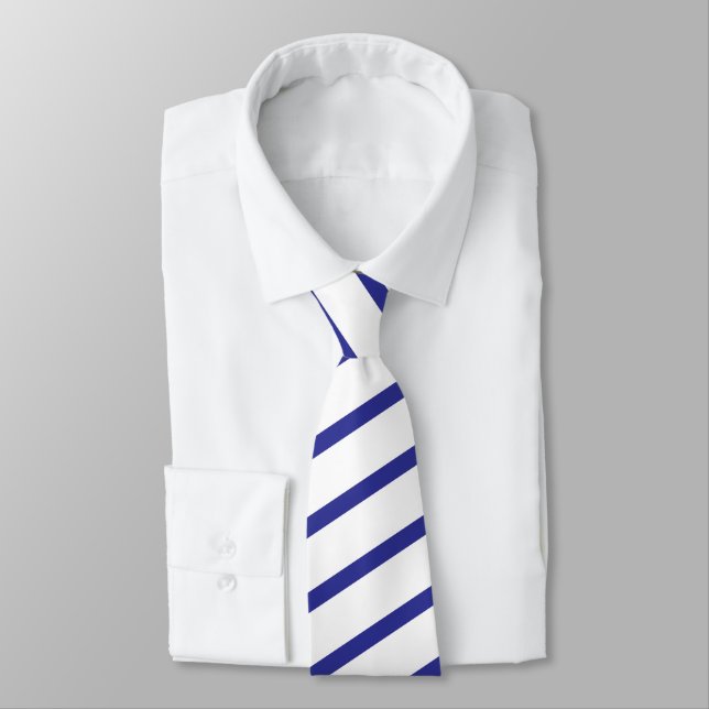 Blue Striped On White Neck Tie (Tied)