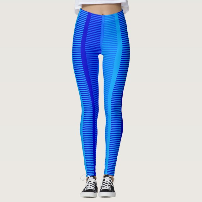 Blue Striped Pattern Leggings (Front)