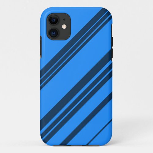 Blue Striped Pattern Retro Art Design iPhone 11 Case