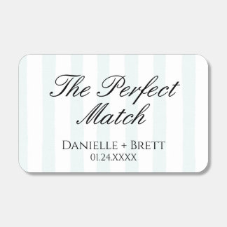 Blue Striped "Perfect Match" Wedding  Matchboxes