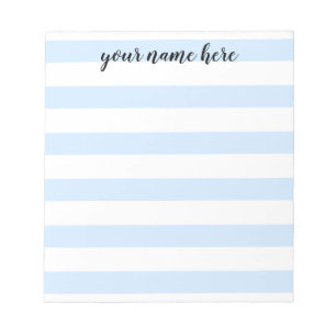 Blue Striped Personalized Notepad