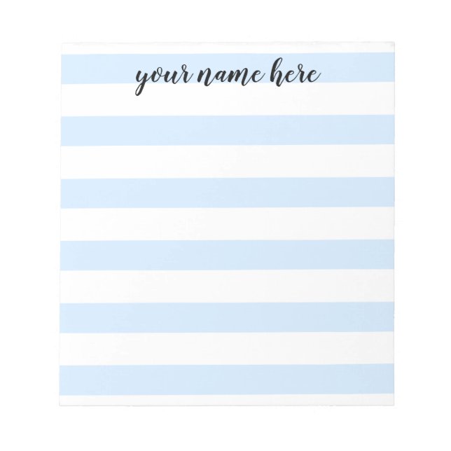 Blue Striped Personalized Notepad (Front)