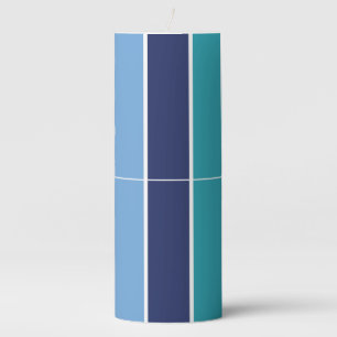 Blue Striped Pillar Candle