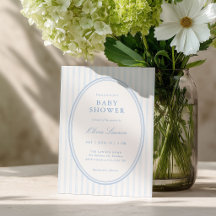 Blue Striped Preppy Baby Shower Invitation
