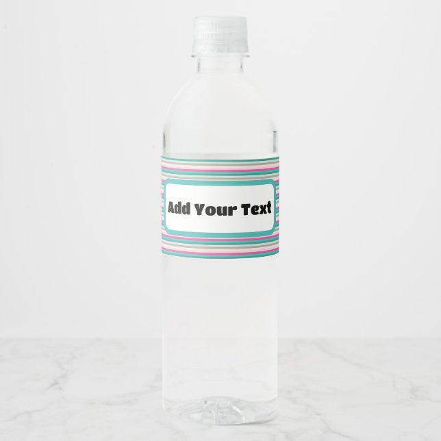 Blue Striped Promotional / Event Water Bottle Label (Front)