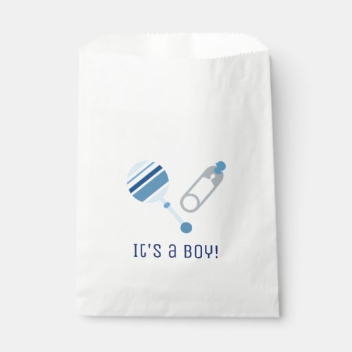 Blue Striped Rattles Gender Reveal Baby Shower Favor Bag