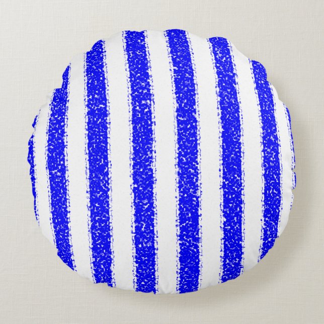 Blue Striped Round Pillow (Front)