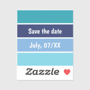 Blue Striped Save The Date Sticker