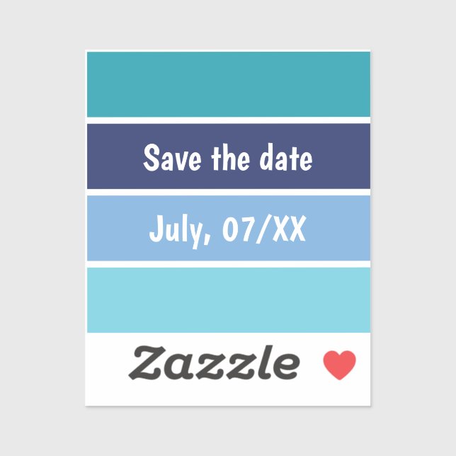 Blue Striped Save The Date Sticker (Sheet)