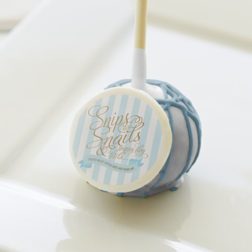 Blue Striped Snips and Snails Baby Shower Cake Pop