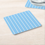 Blue Striped Square Paper Coaster at Zazzle