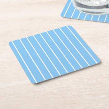 Blue Striped Square Paper Coaster