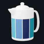 Blue Striped Teapot<br><div class="desc">A cool blue striped pattern.</div>