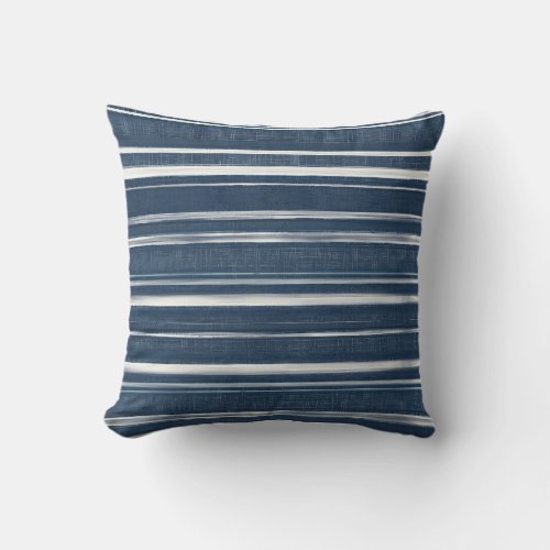 Blue Striped Throw Pillow