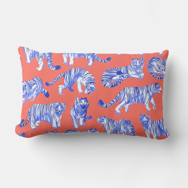 Blue-striped tigers lumbar pillow (Front)
