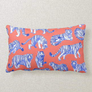 Blue-striped tigers lumbar pillow