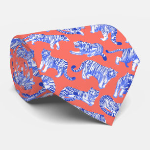 Blue-striped tigers neck tie