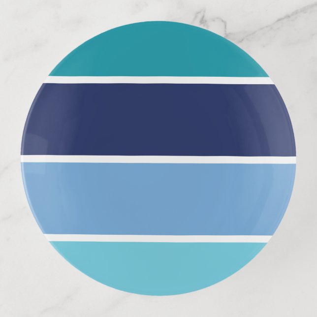 Blue Striped Trinket Tray (Front)
